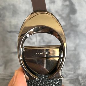Coach men black gray convertible leather belt OS